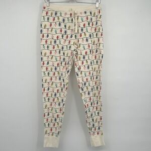 Hanna Andersson Womens Organic Cotton Holiday Christmas Lights Pajama Joggers M